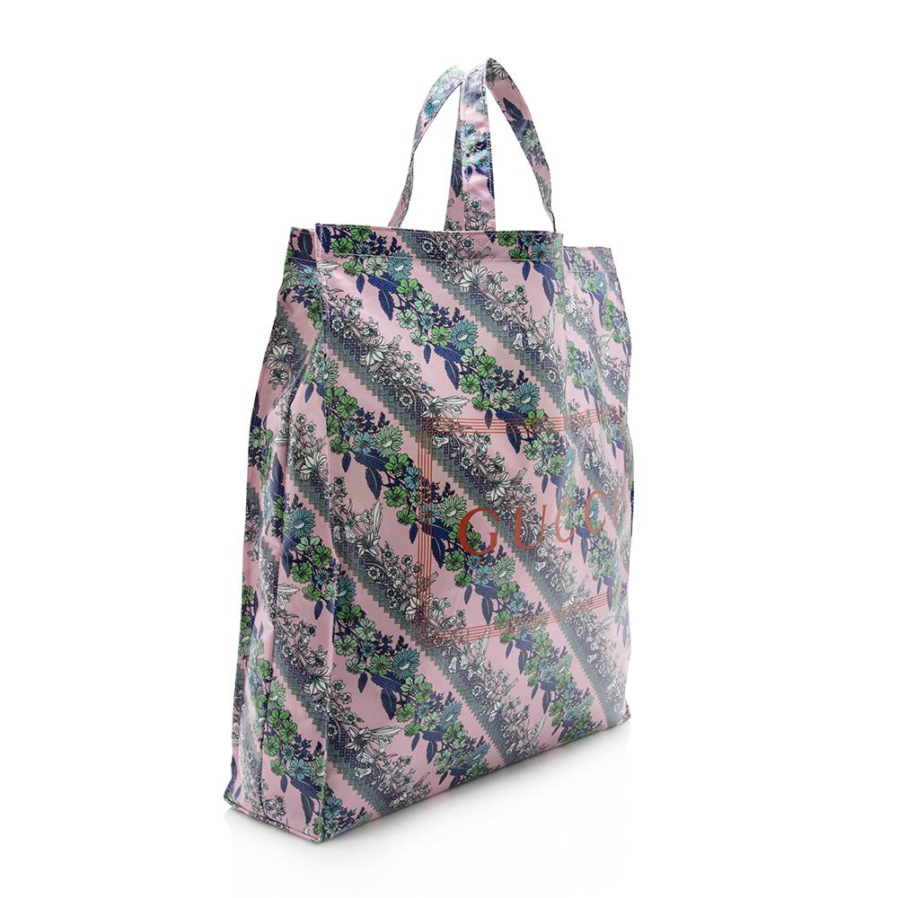 Gucci Coated Canvas Floral Logo Tote (SHF-13265)