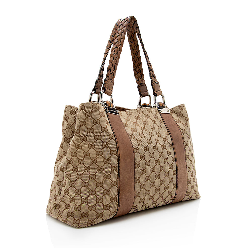 Gucci GG Canvas Bamboo Bar Medium Tote - FINAL SALE