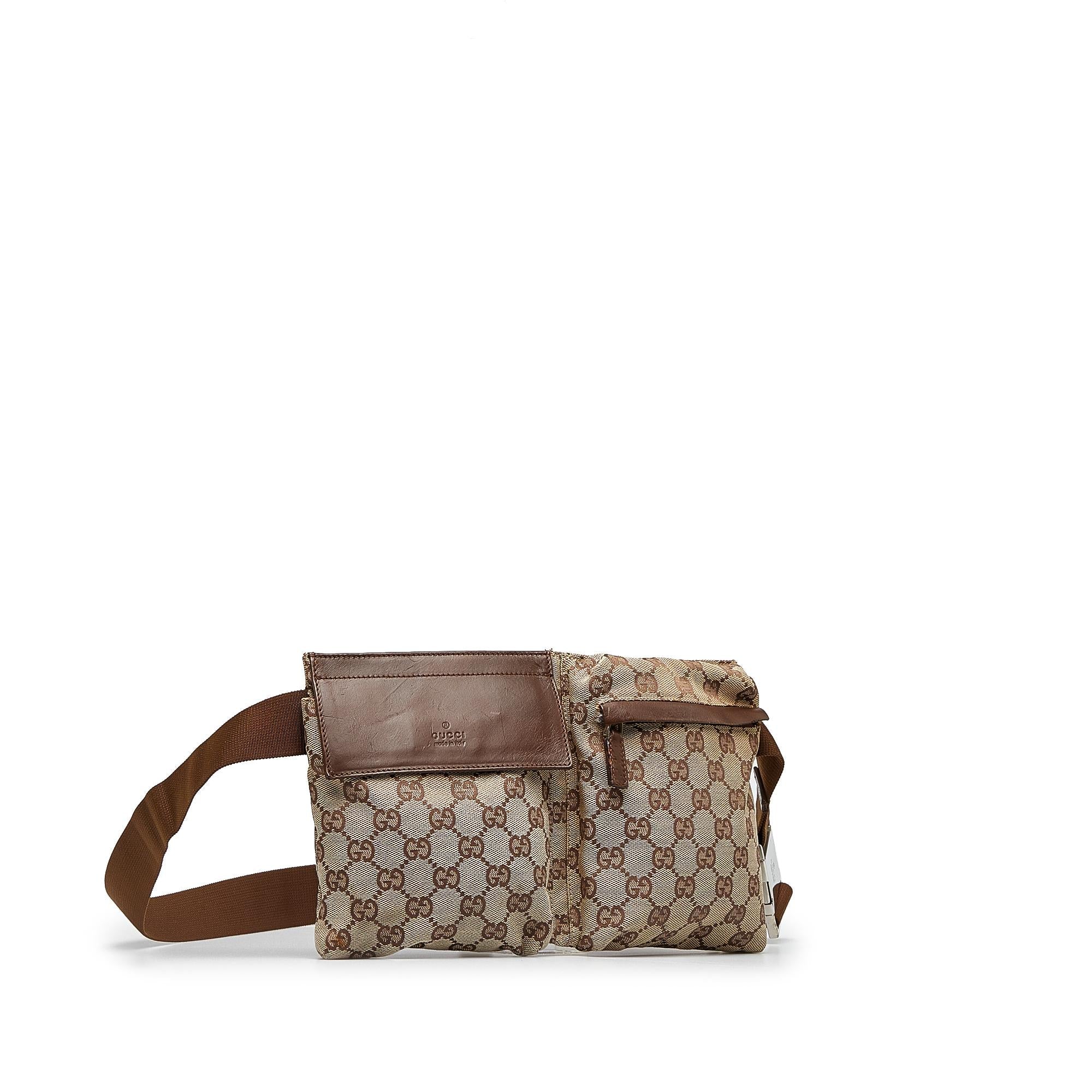 Gucci GG Canvas Double Pocket Belt Bag (SHG-SGCRHa)