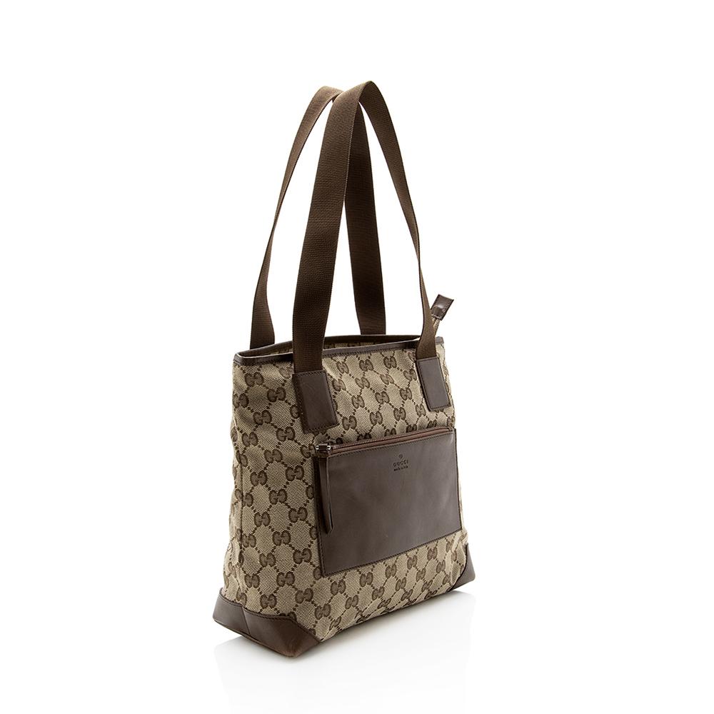 Gucci GG Canvas Front Pocket Small Tote (SHF-13458)