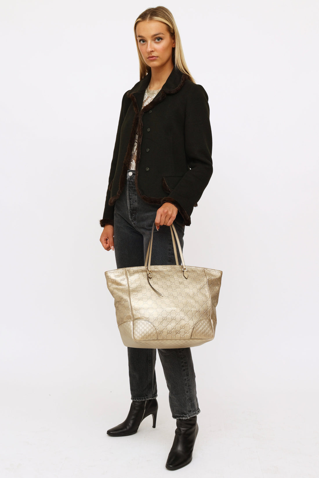 Gold Guccissima Bree Tote Bag
