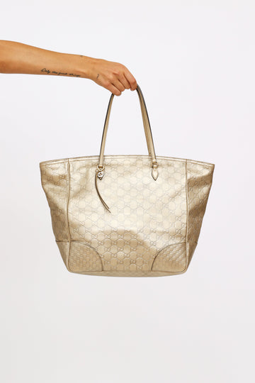 Gold Guccissima Bree Tote Bag