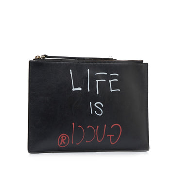Gucci Gucci Ghost Life is Gucci Leather Clutch Bag (SHG-QPhnpZ)
