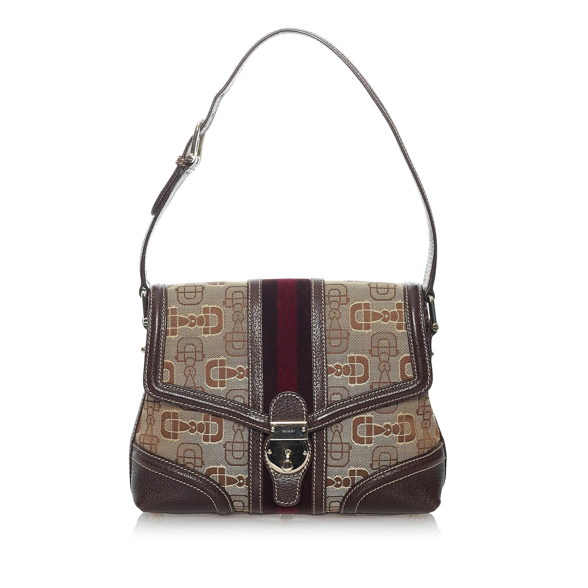 Gucci Horsebit Canvas Web Treasure Shoulder Bag