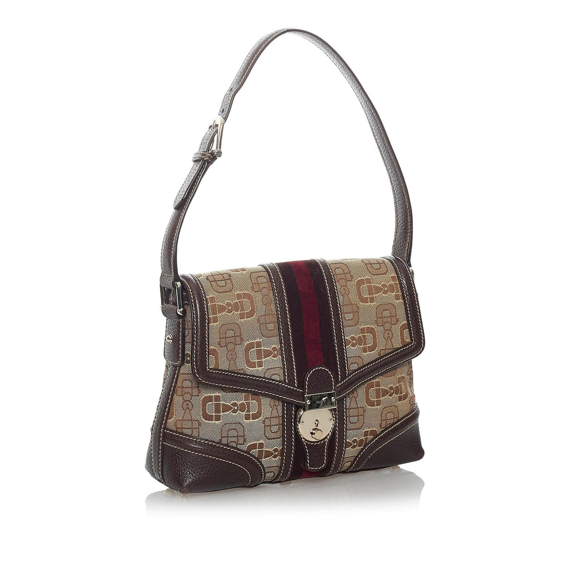 Gucci Horsebit Canvas Web Treasure Shoulder Bag