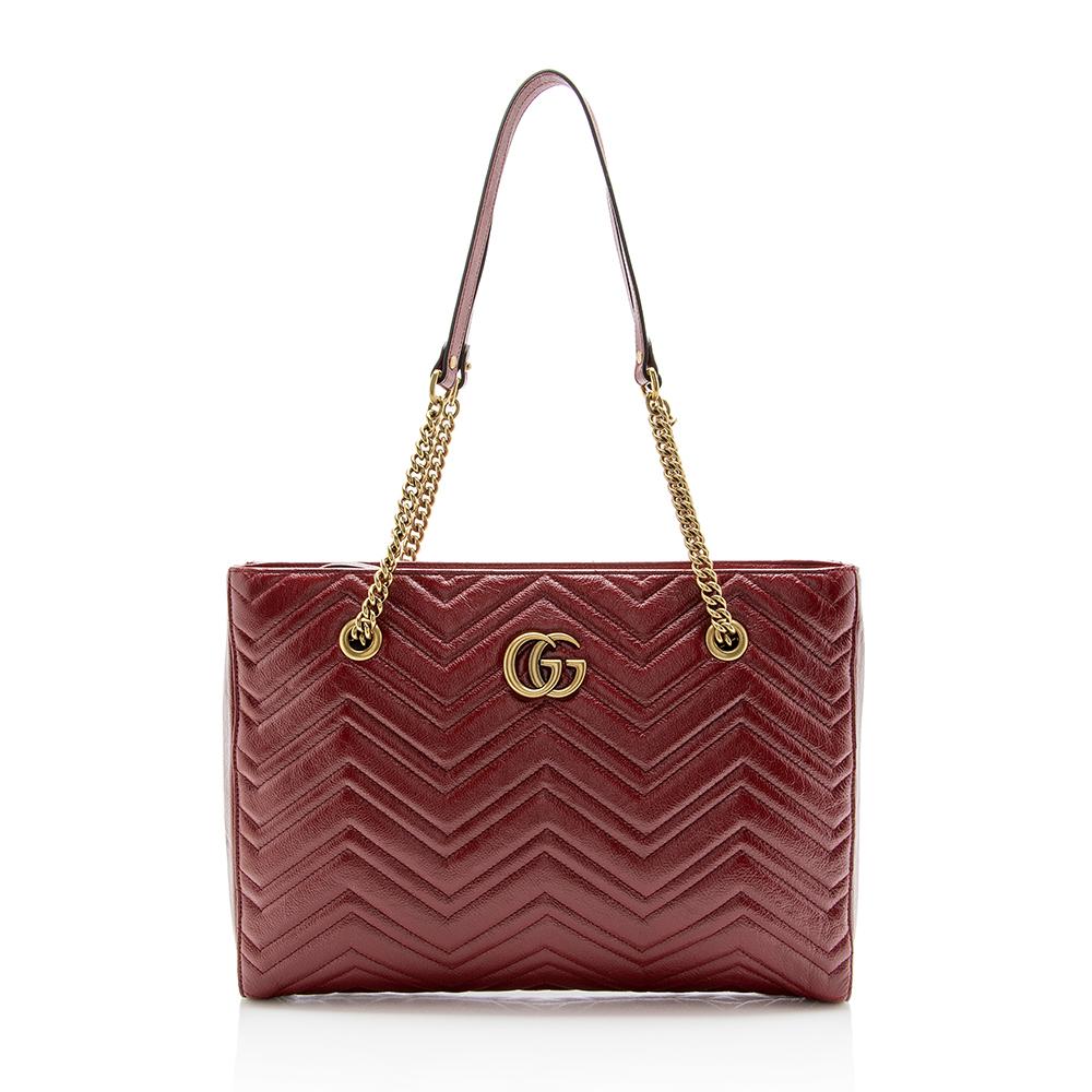 Gucci Matelasse Leather GG Marmont Medium Chain Tote (SHF-13172)