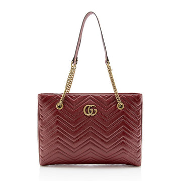 Gucci Matelasse Leather GG Marmont Medium Chain Tote (SHF-13172)
