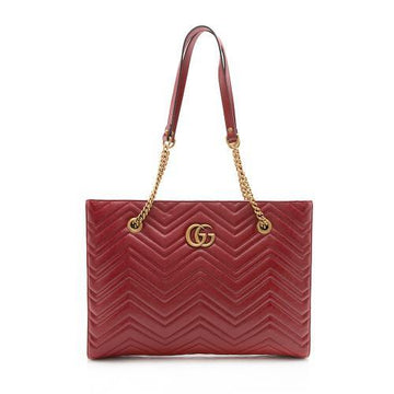 Gucci Matelasse Leather GG Marmont Medium Chain Tote (SHF-13319)