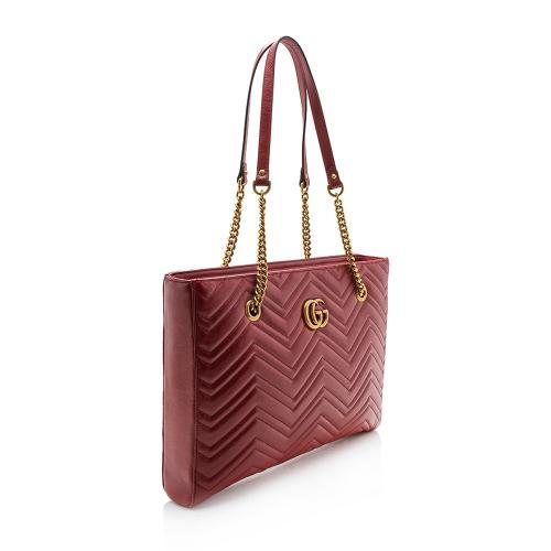 Gucci Matelasse Leather GG Marmont Medium Chain Tote (SHF-13319)