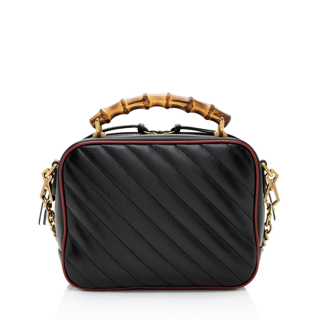Gucci Matelasse Leather Torchon GG Marmont Bamboo Top Handle Bag (SHF-8zPXp4)