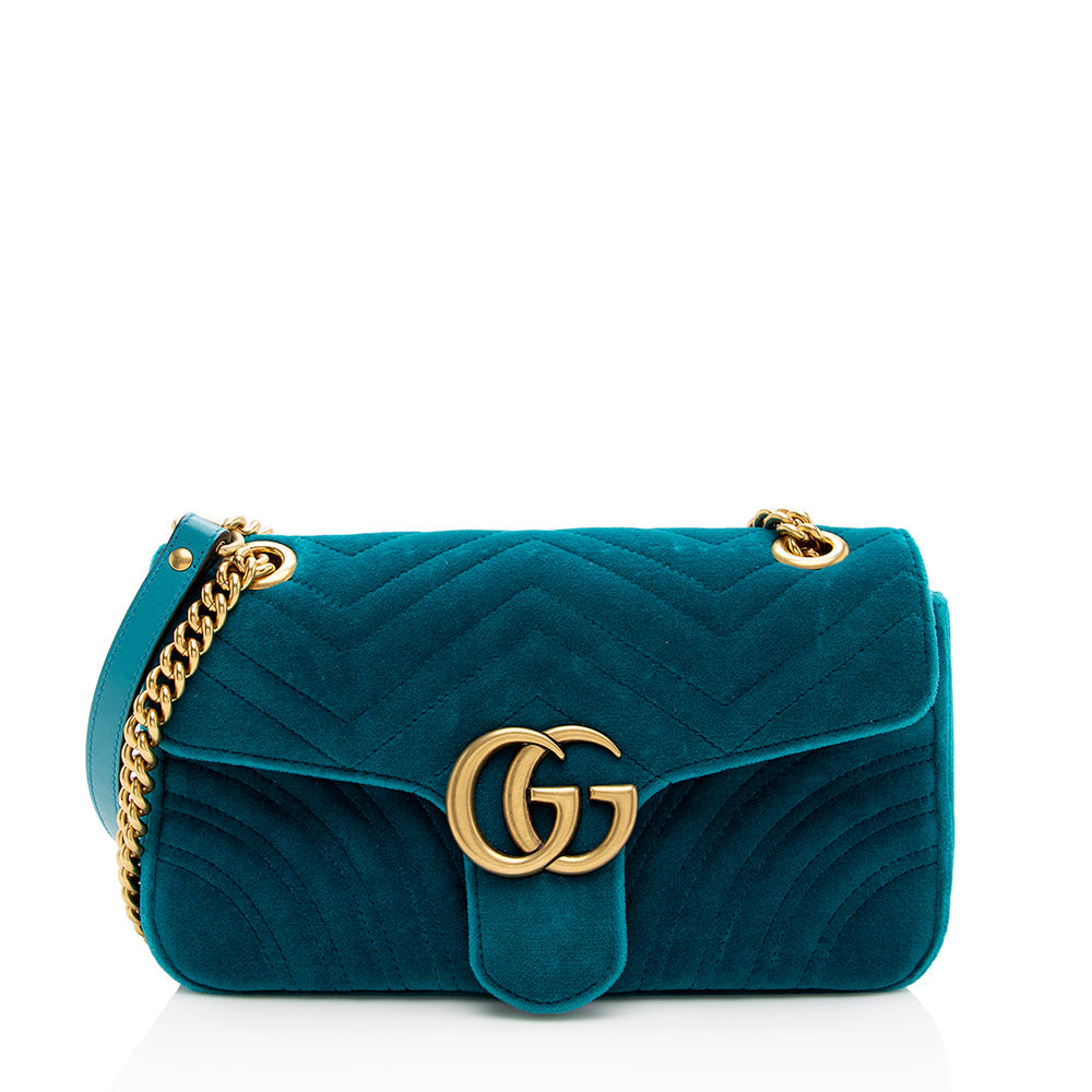 Gucci Matelasse Velvet GG Marmont Small Shoulder Bag