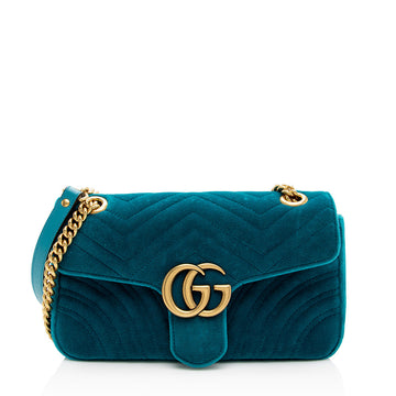 Gucci Matelasse Velvet GG Marmont Small Shoulder Bag