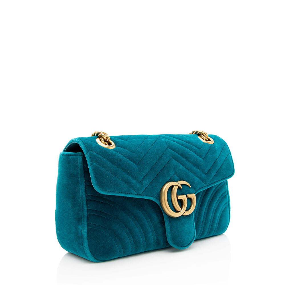 Gucci Matelasse Velvet GG Marmont Small Shoulder Bag