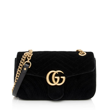 Gucci Matelasse Velvet GG Marmont Small Shoulder Bag