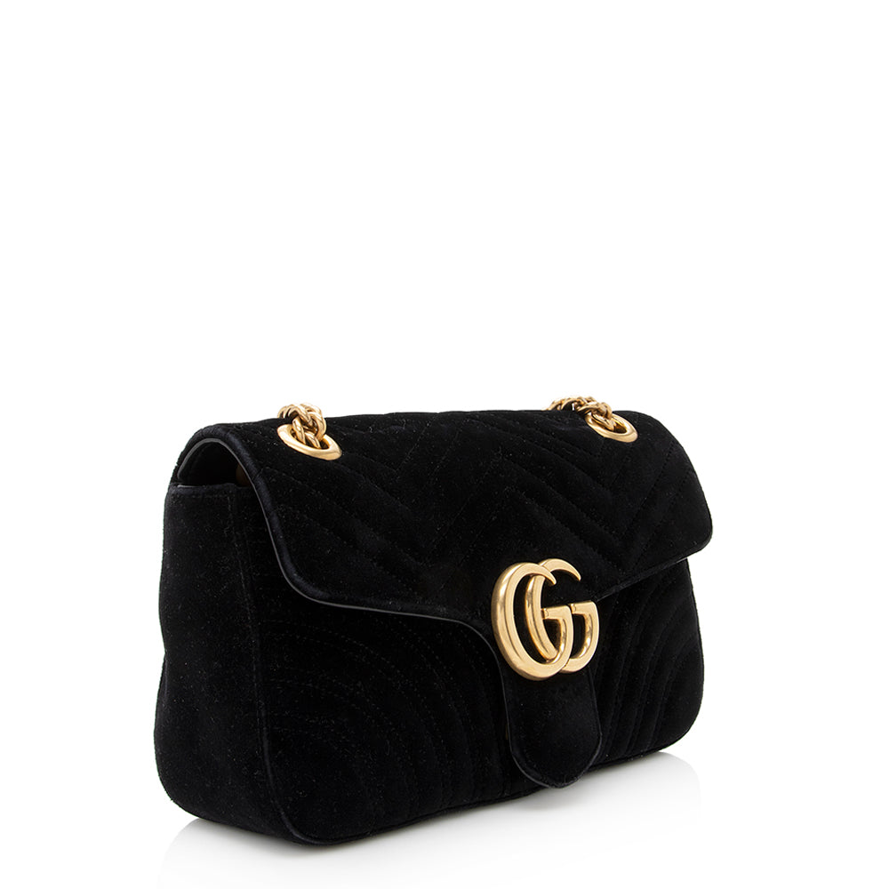 Gucci Matelasse Velvet GG Marmont Small Shoulder Bag
