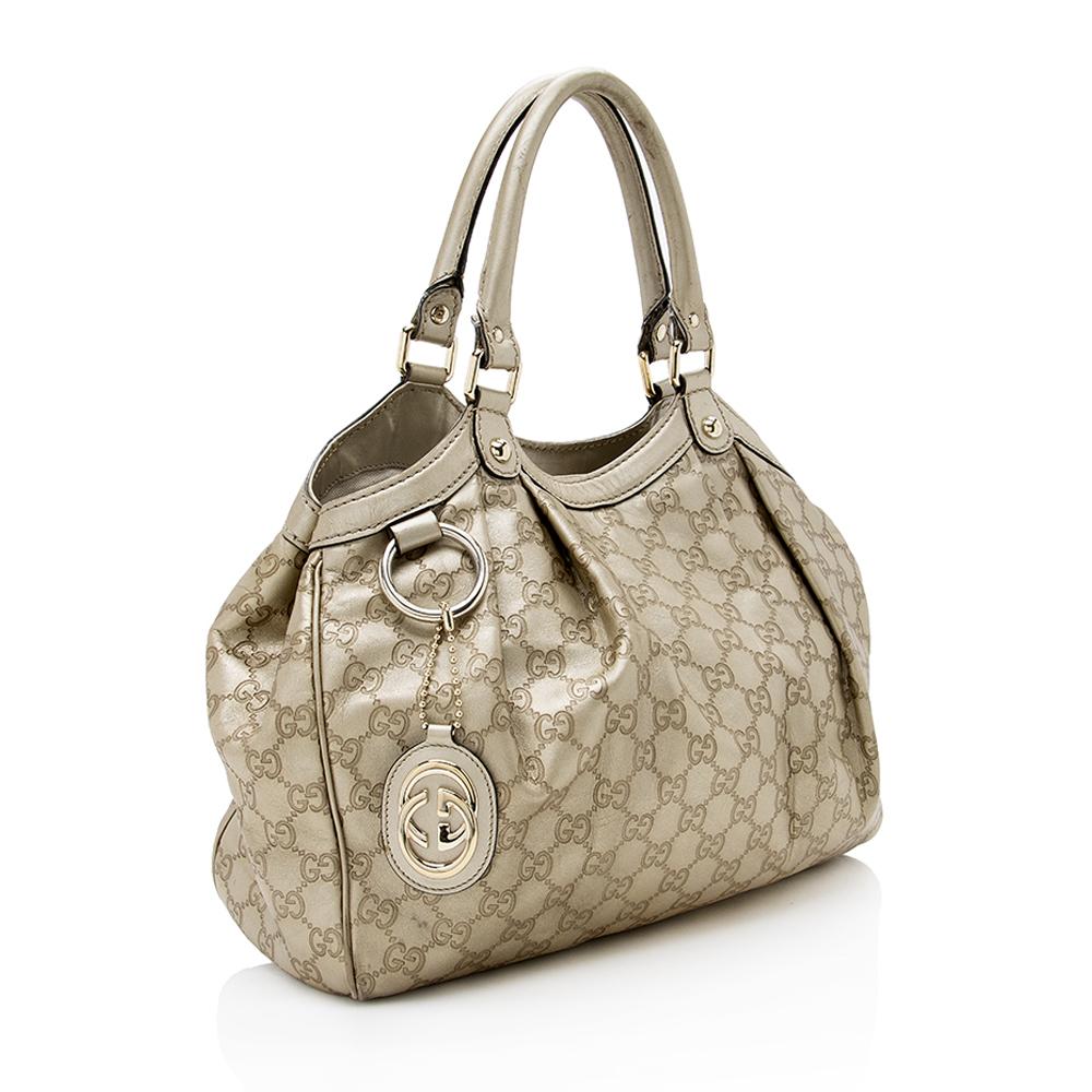 Gucci Metallic Guccissima Leather Sukey Medium Tote (SHF-13556)