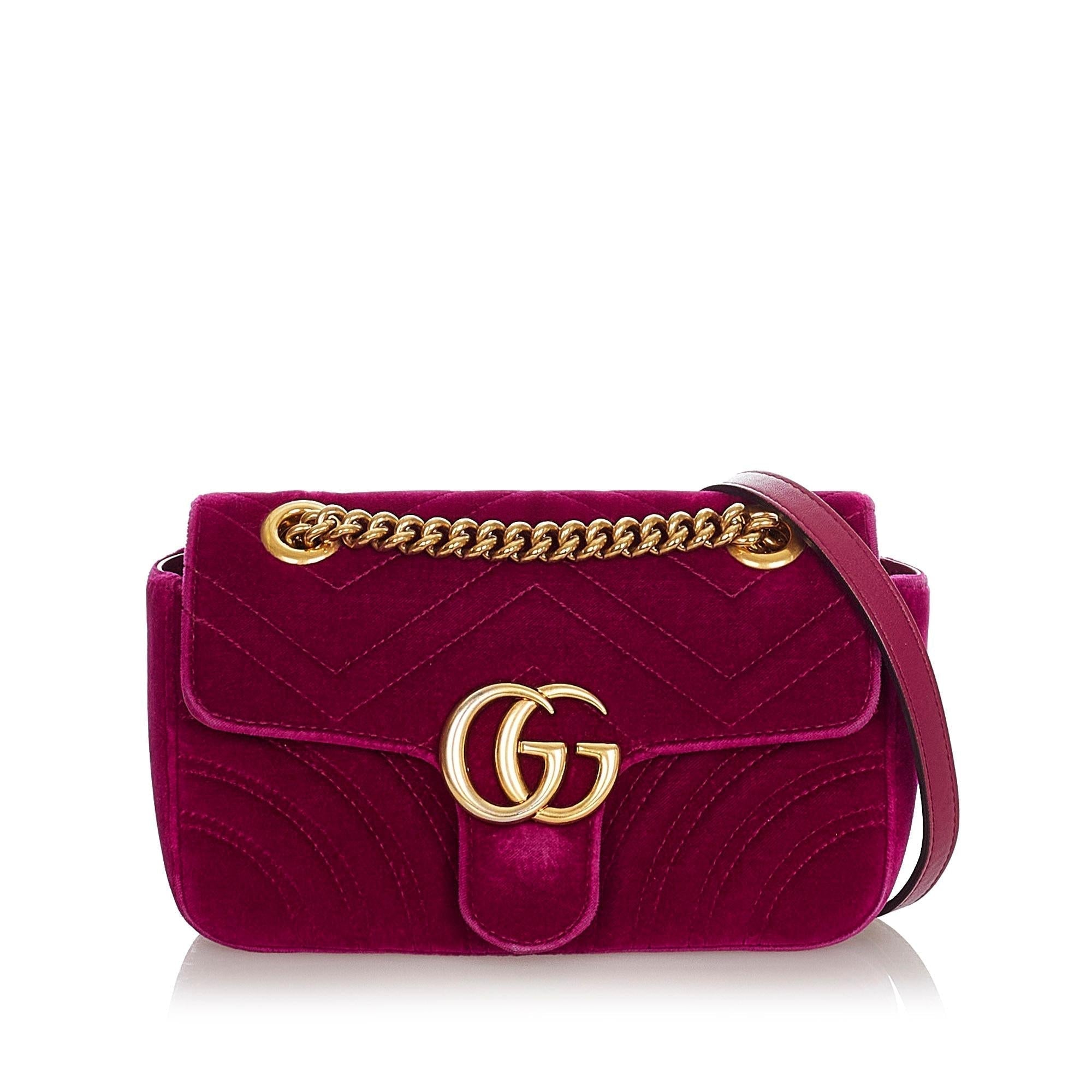 Gucci Mini GG Marmont Matelasse Velvet Crossbody Bag