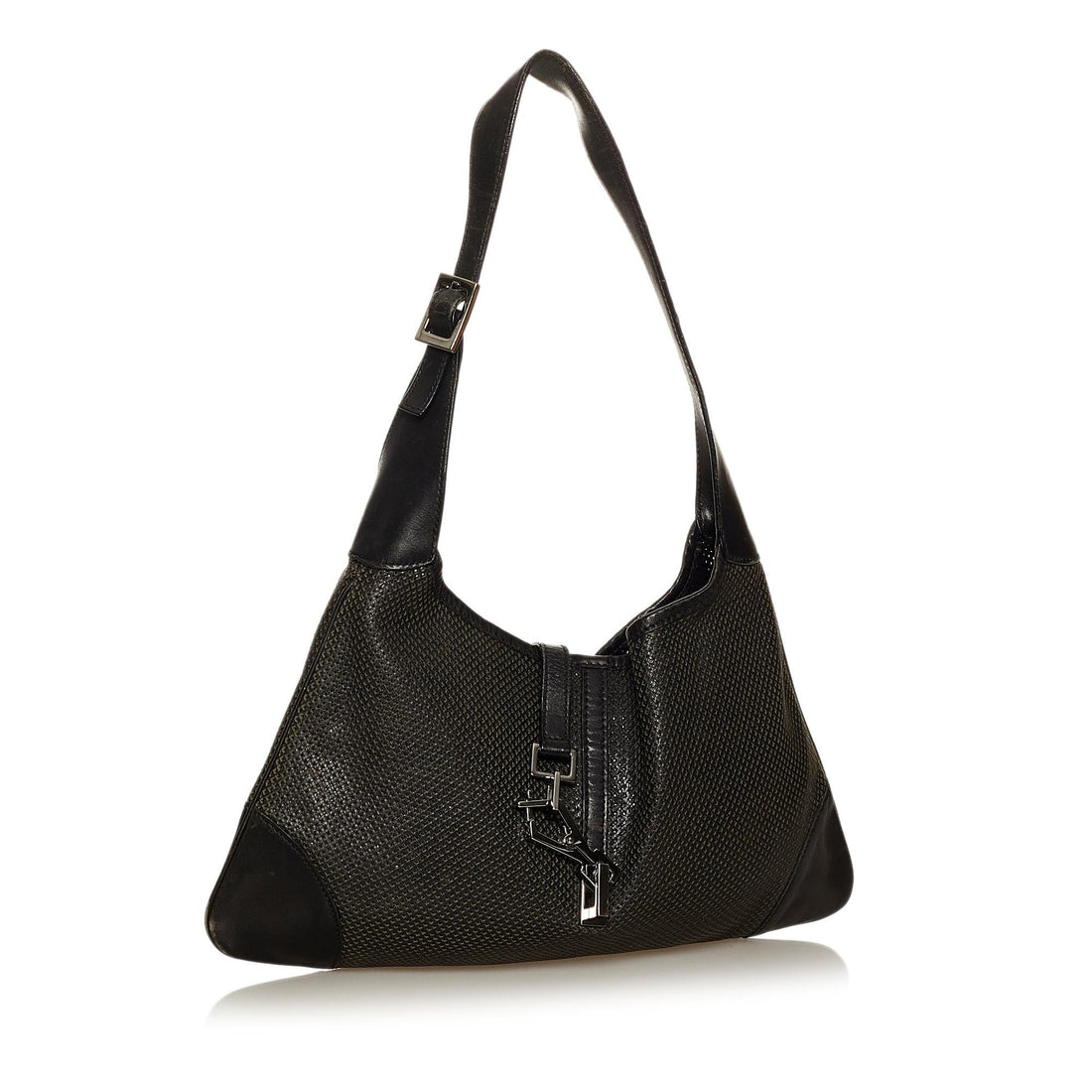 Gucci Perforated Jackie Leather Shoulder Bag