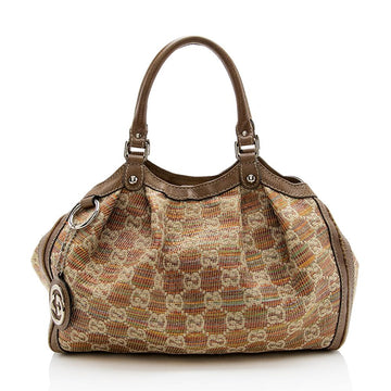 Gucci Raffia Sukey Medium Tote (SHF-13209)