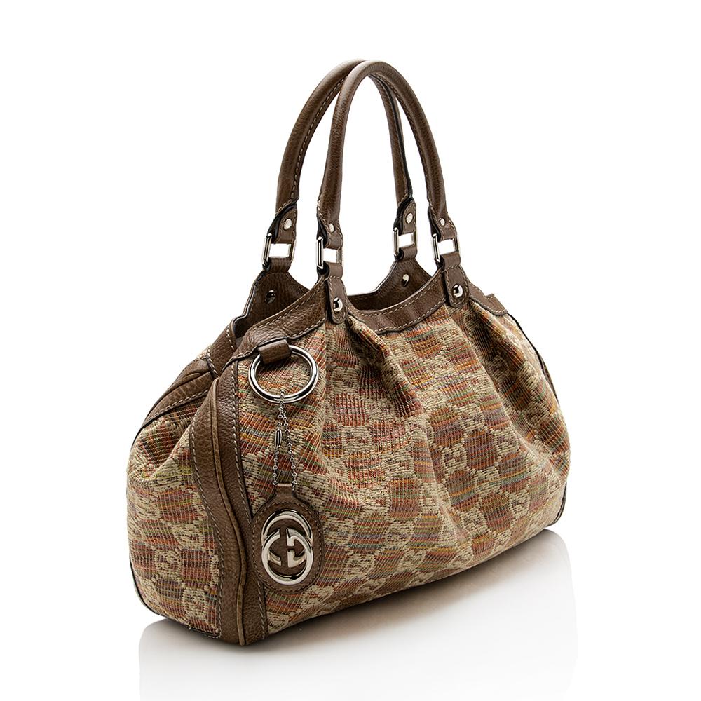 Gucci Raffia Sukey Medium Tote (SHF-13209)