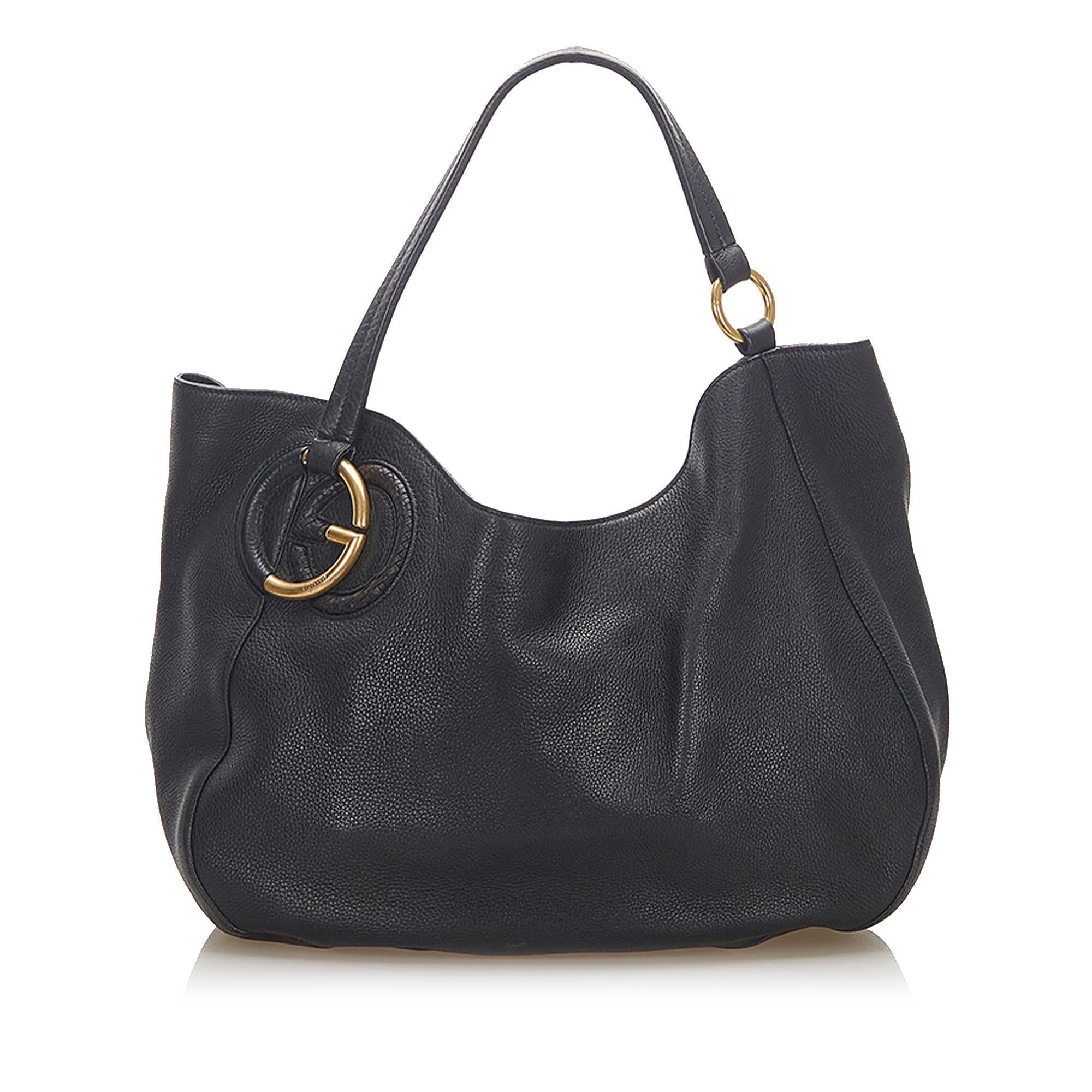 Gucci Twill Leather Tote (SHG-17572)