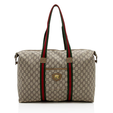 Gucci Vintage GG Plus Web Travel Tote (SHF-12208)