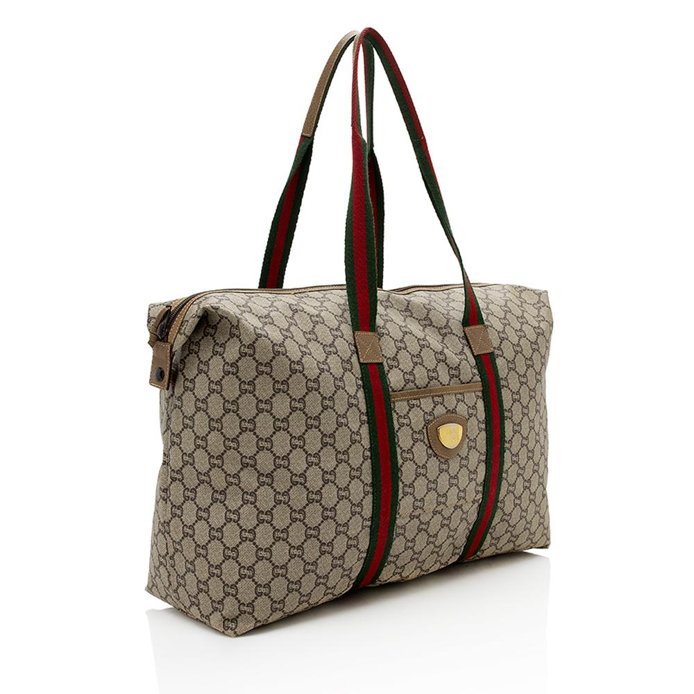 Gucci Vintage GG Plus Web Travel Tote (SHF-12208)