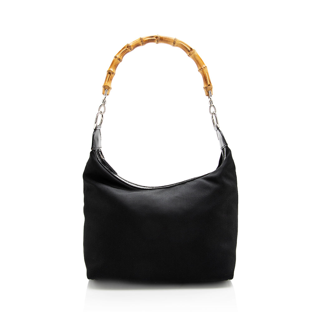 Gucci Vintage Nylon Bamboo Shoulder Bag
