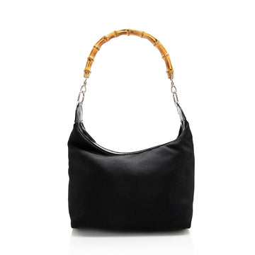 Gucci Vintage Nylon Bamboo Shoulder Bag