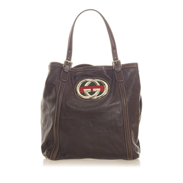 Gucci Web Britt Leather Tote Bag (SHG-20141)