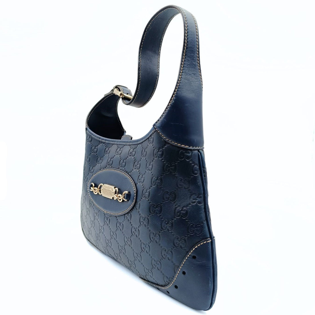 GUCCI Gucci Gucci Guccissima shoulder bag in light blue leather