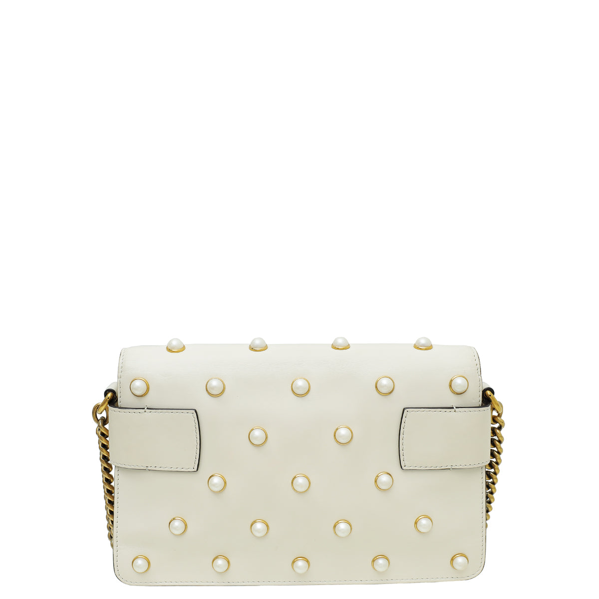 Gucci Cream Pearl Studded Mini Queen Margaret Broadway Shoulder Bag