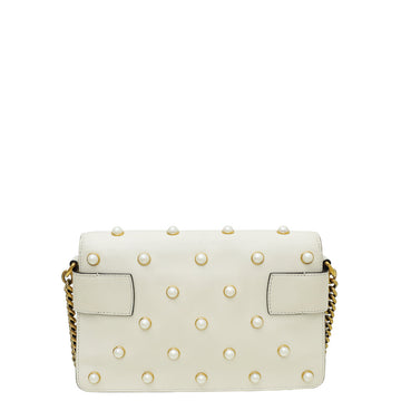 Gucci Cream Pearl Studded Mini Queen Margaret Broadway Shoulder Bag