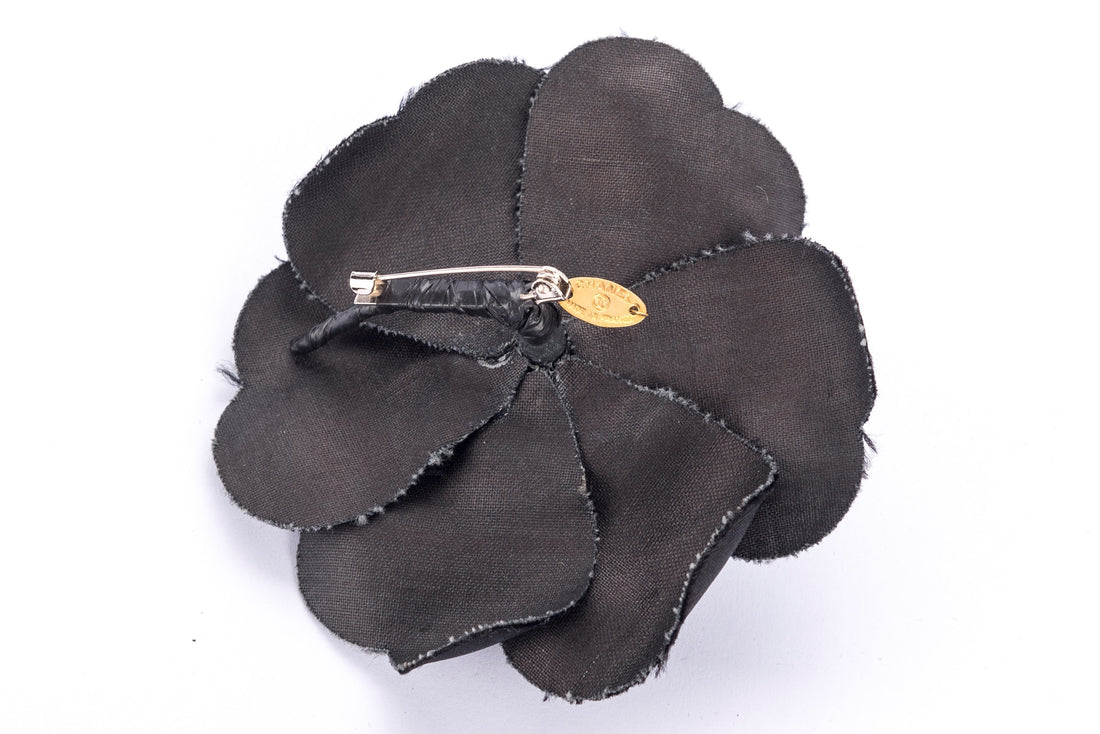 Chanel Camellia Brooch Black Color with Box