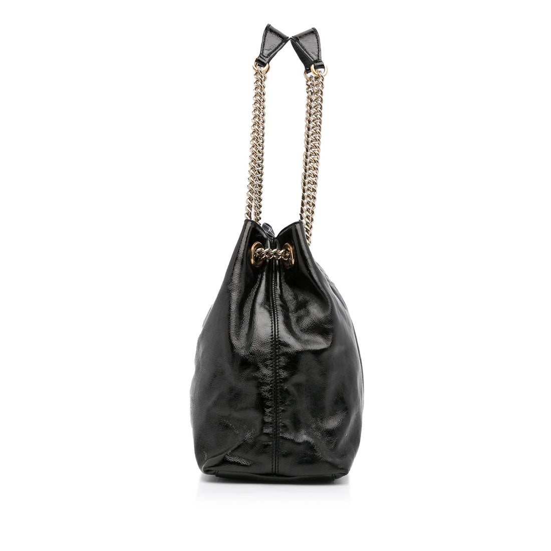 Black Gucci Medium Patent Soho Chain Tote