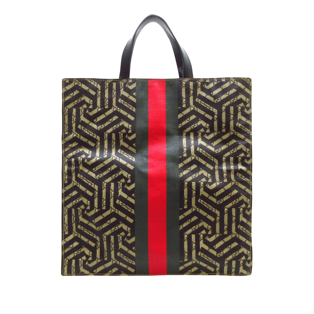 Brown Gucci GG Supreme Caleido Web Tote Satchel