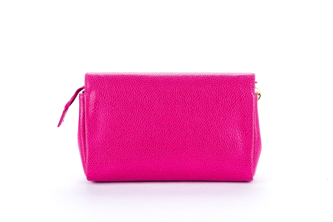 Chanel Timeless Pink Caviar Leather Pouch with  & Box