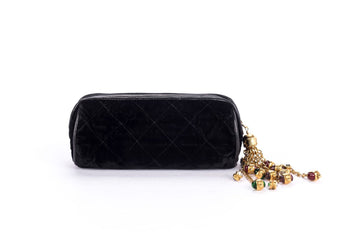 Chanel Vintage Black Suede Pouch with