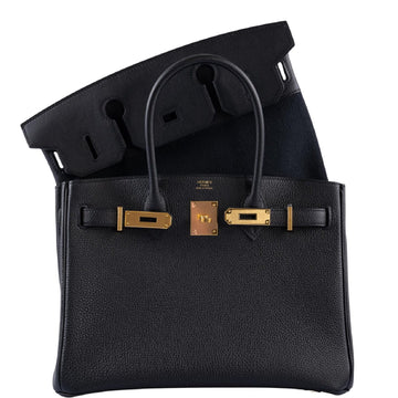 Hermès 3 En 1 Birkin 30 Black Togo, Swift and Toile with Gold Hardware