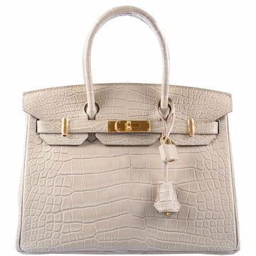 Hermès Birkin 30 Beton Matte Alligator Gold Hardware - A