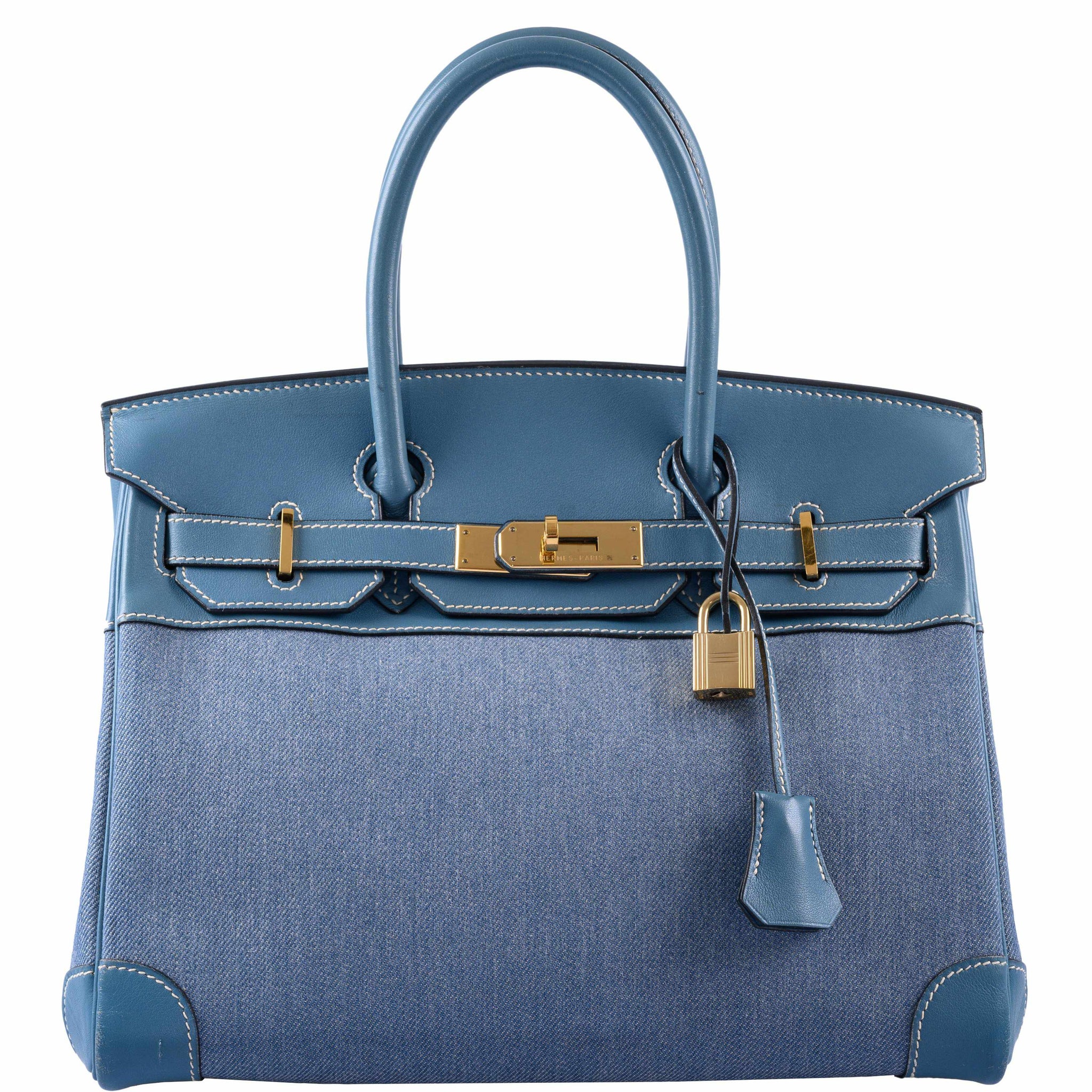 Hermès Birkin 30 Denim & Blue Jean Gulliver Leather Gold Hardware - 1999, C Square