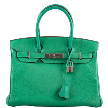Hermès Birkin 30 Menthe Clemence with Palladium Hardware - 2012, P Square