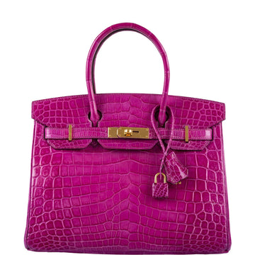 Hermès Birkin 30 Rose Scheherazade Shiny Niloticus Crocodile Gold Hardware