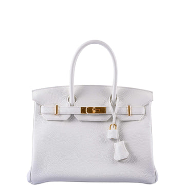 Hermès Birkin 30 White Clemence Gold Hardware