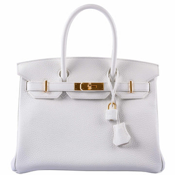 Hermès Birkin 30 White Clemence Gold Hardware