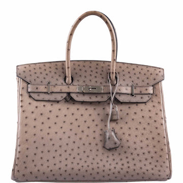 Hermès Birkin 35 Gris Tourterelle Ostrich Palladium Hardware