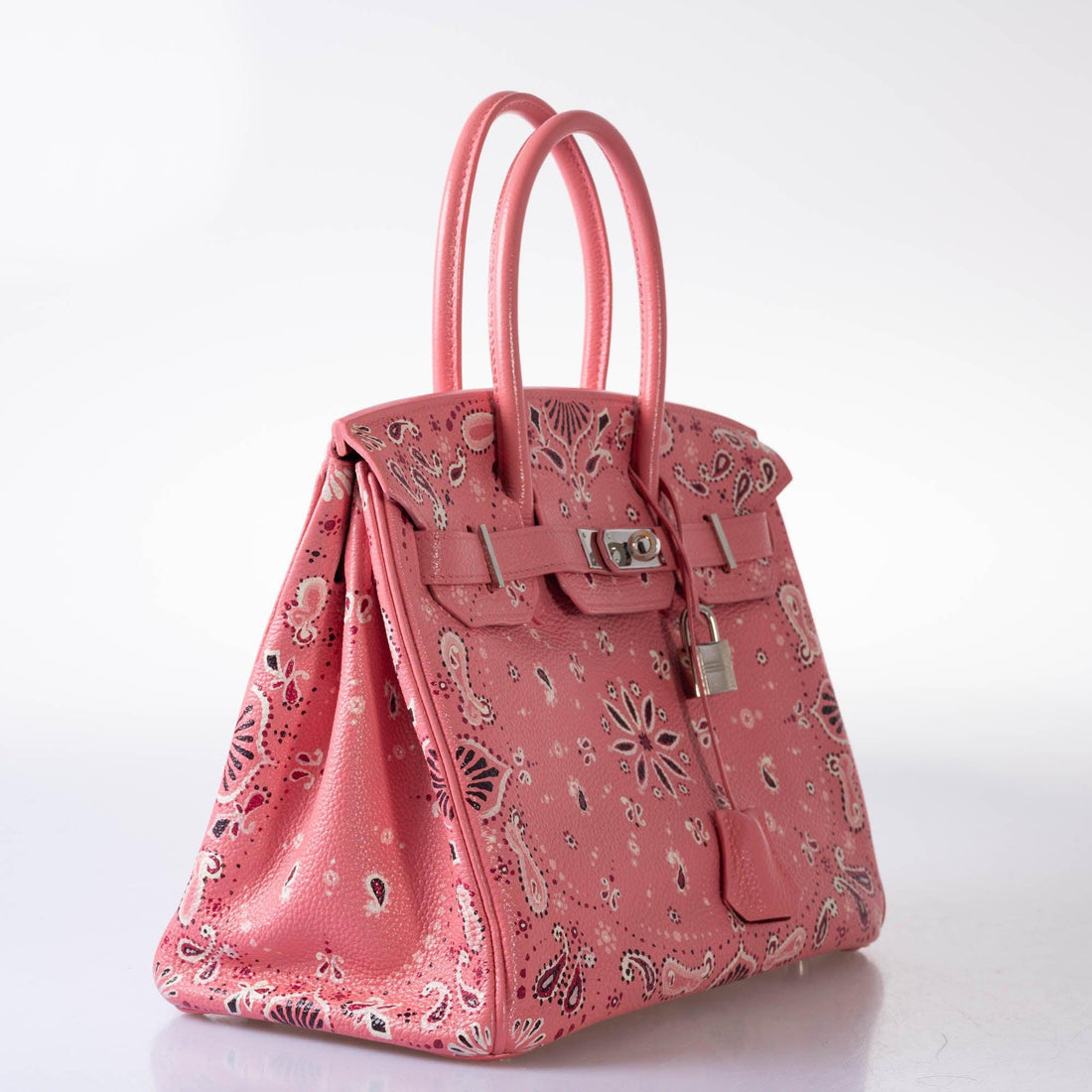 Hermès Custom Painted Birkin 30 Pink Bandana Togo Palladium Hardware - JaneFinds Custom Shop