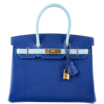 Hermès HSS Birkin 30 Blue Electric & Blue Atoll Epsom with Gold Hardware - 2015, T