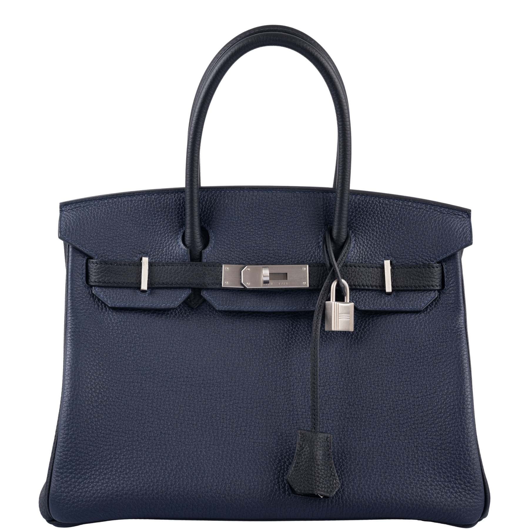 Hermès HSS Birkin 30 Blue Nuit & Black Togo Brushed Palladium Hardware