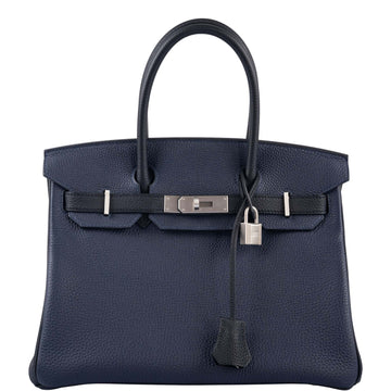 Hermès HSS Birkin 30 Blue Nuit & Black Togo Brushed Palladium Hardware